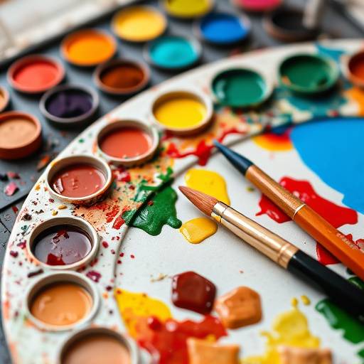 Logo for Creative Canvas Podcast: An artist's palette with colorful paints and a paintbrush, representing creativity and artistic expression.