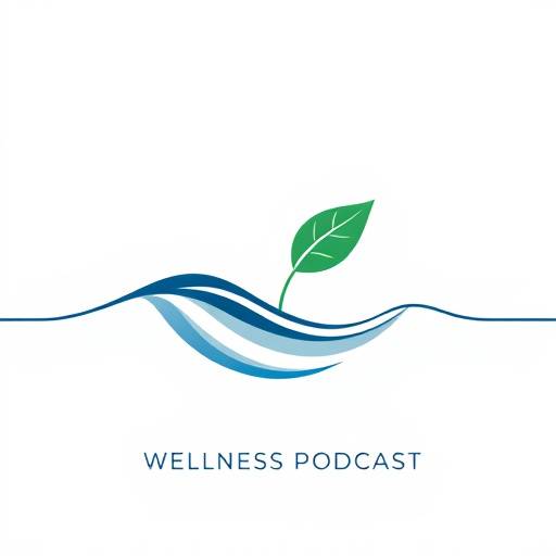 Logo for The Wellness Wave Podcast: a stylized water wave with a leaf floating on top, representing health and well-being.